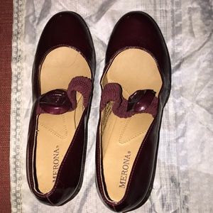 Burgundy chunky heels